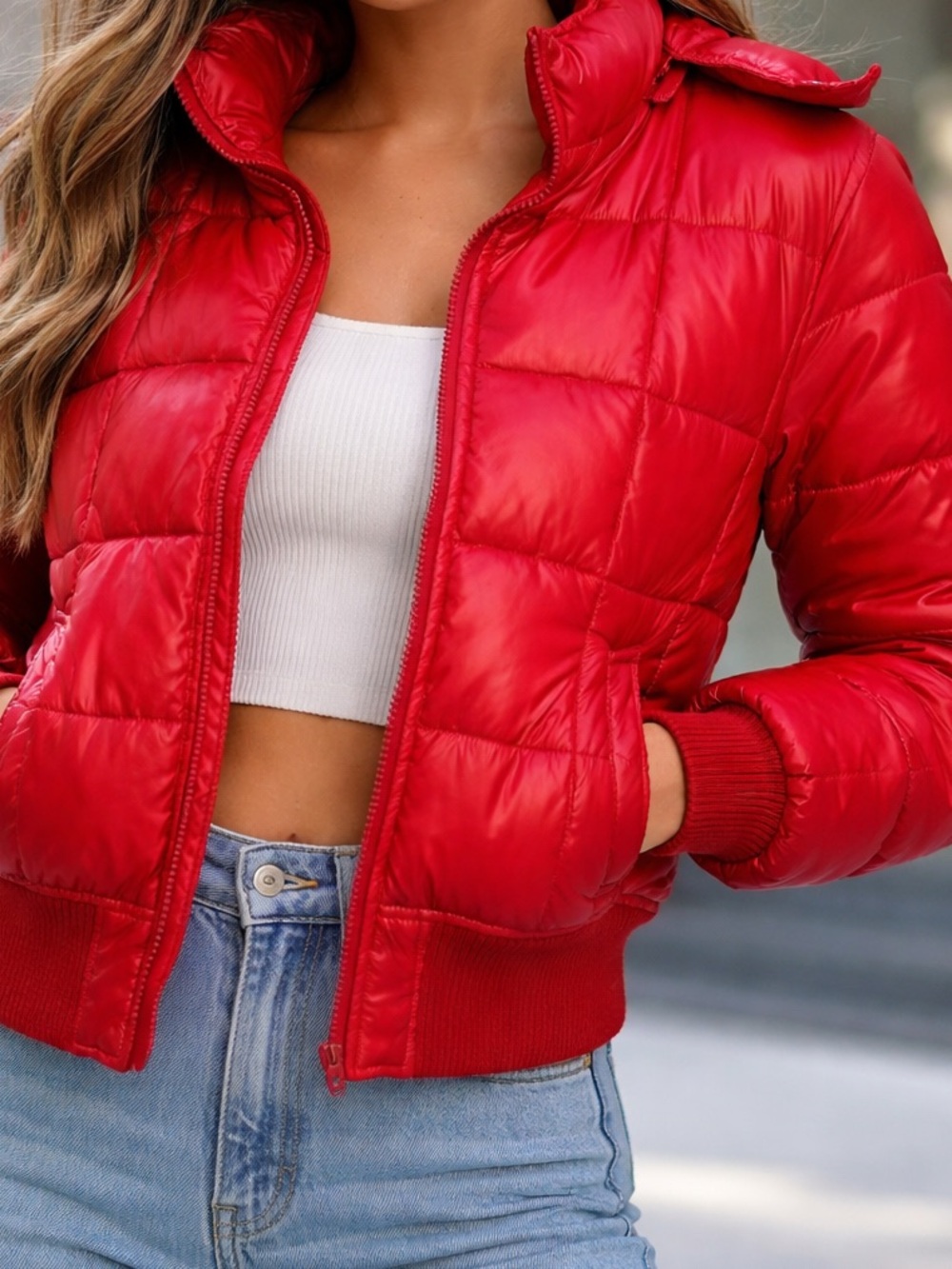 Old Navy Red Puffer Jacket | Size M